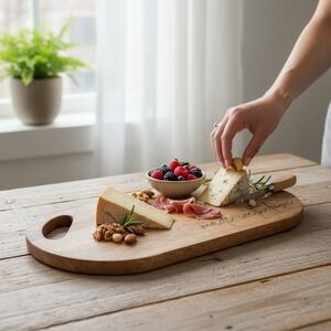 Kirkland's Serving Board Made With Love 16in Brown Like New 1pc Oval Wood